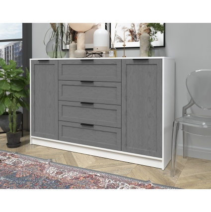 Тумба Тренд КТ-Т160 (Белый ЛДСП/ Дуб серый ЛМДФ) Ш1600 В1020 Г451 Тумба Тренд КТ-Т160 (Белый ЛДСП/ Дуб серый ЛМДФ) Ш1600 В1020 Г451